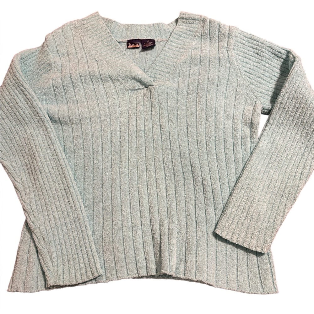 🟣🟣Women's V-Neck Ribbed Sweater - Light blue